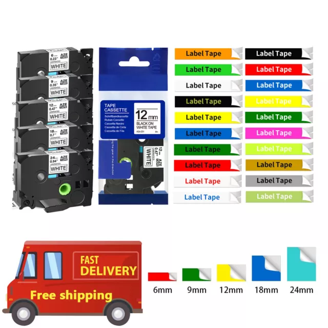 Compatible with Brother TZ Label Tape Laminated P-Touch 6/9/12/18/24/36MM