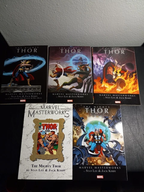 Marvel Masterworks Thor Vol 1, 2, 3, 4, 5 Trade Paperback Lot Pre-owned Stan Lee