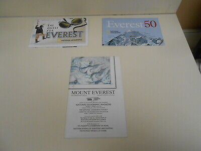 3 National Geographic Maps. Mt. Everest. 1988, 2022, 2003