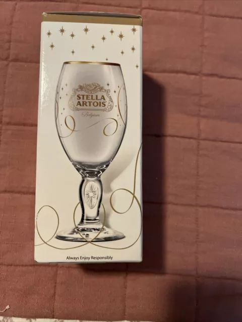 STELLA ARTOIS LIMITED EDITION HOLIDAY CHALICE GLASS With Original Box