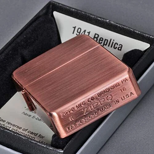 Zippo Oil Lighter 1941 Replica Round Corner Model Plain Antique Copper Brass NEW 2
