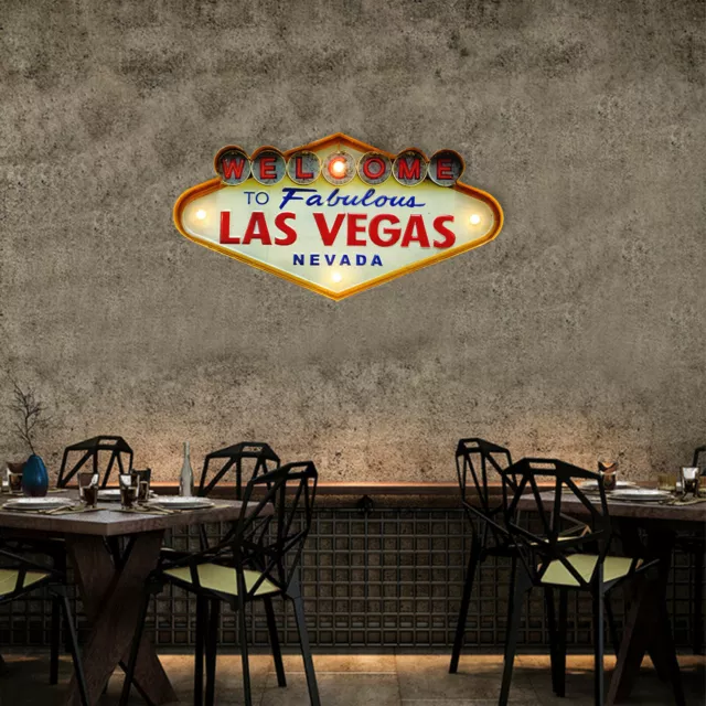 Metal  Las Vegas Welcome Neon Sign with LED Vintage for Kitchen Bar Decoration