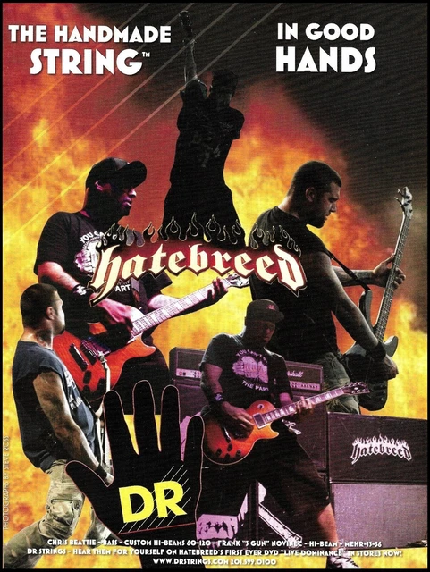 Hatebreed Chris Beattie Frank Novinec 2008 DR guitar strings advertisement print