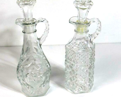 Lot of 2 Antique/Vintage Art Deco Cut Crystal Glass Perfume Bottle w/ Stopper