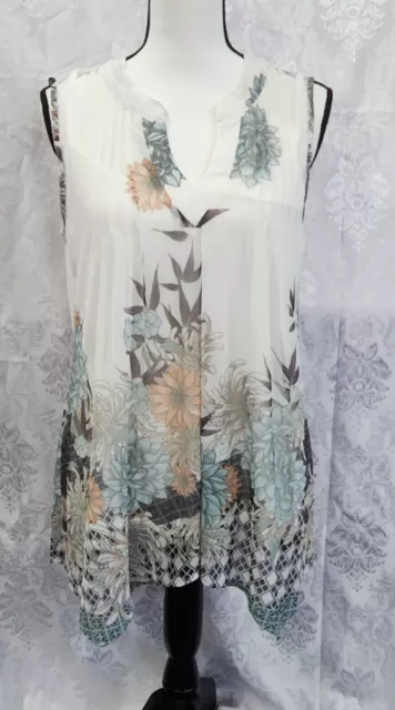 Womens PerSeption Concep 2 Pc Floral Sleeveless Top Size L NWT Blouse