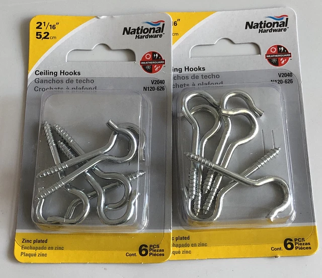 2  (6 Pack) National Hardware  Zinc-Plated  2-1/16 in.  Ceiling Hook