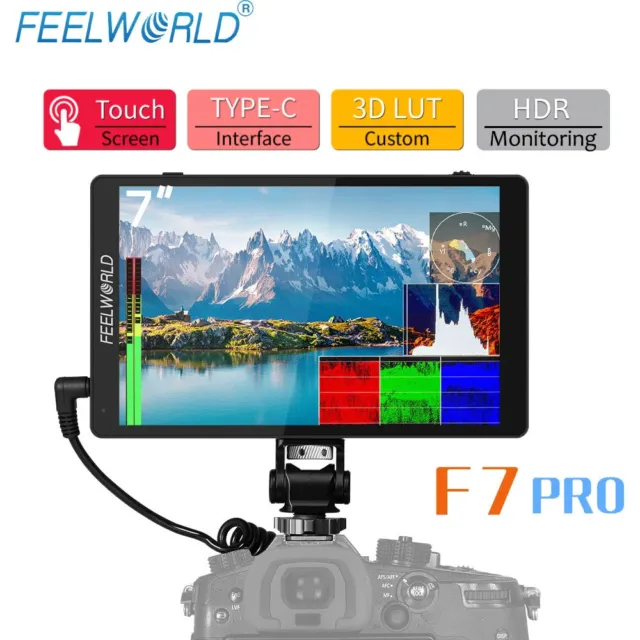 FEELWORLD F7 PRO 7" IPS Touch Screen 3D LUT DSLR Camera Field Monitor HDMI 4K