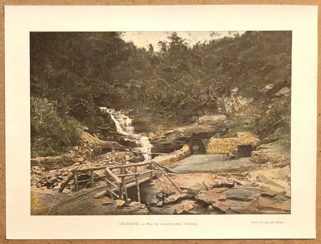INDOCHINE Mine de charbon près de Tourane - Photochromie fin 19ème  Vietnam