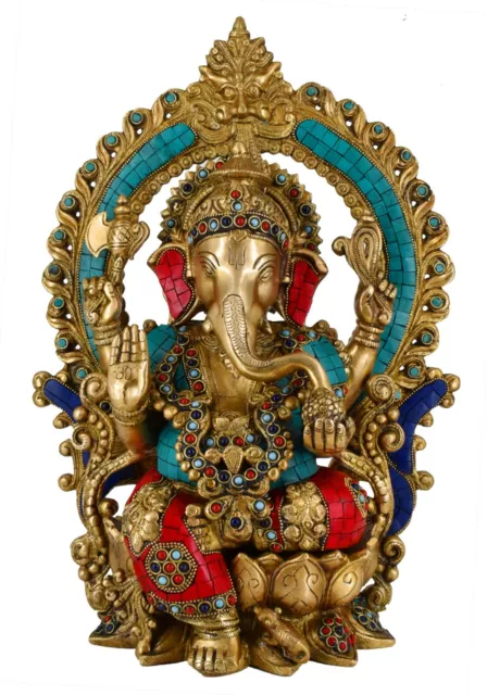 Brass Ganesha Statue God Hindu Lord Ganesh Idol Elephant Figurine Sculpture God