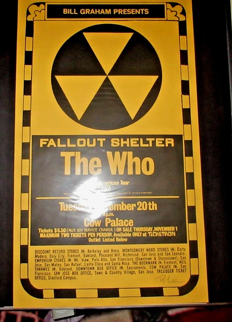 Who  Fallout Shelter Cow Palace. Bill Gram Presents Signed By Randy Tuten 1973