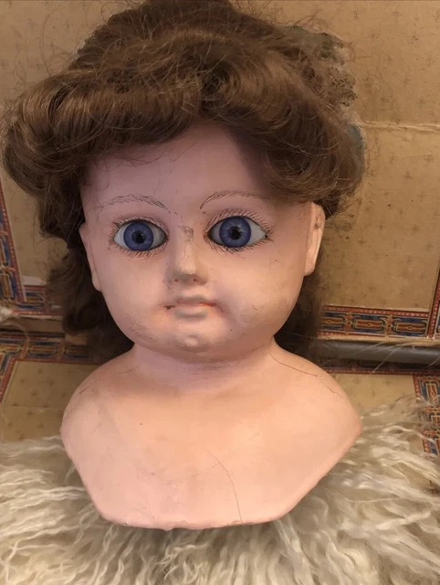 Antique GERMAN 1800’s Large Paper Mache Doll Head … As Found