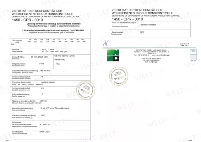 Edelstahl Schornstein KaminOfen Sanierung Rauchrohr Bogen Abgasrohr 14404 EW 0,6 2