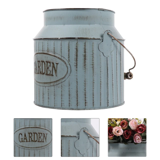 Rustic Metal Flower Vase Iron Flower Pot Dining Table Decor Outdoor Decor Kettle