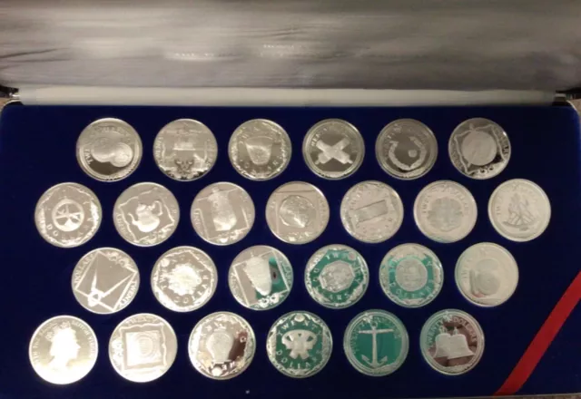 1985 Virgin Islands Treasures Of The Caribbean Sterling Silver 25 Coins Set!