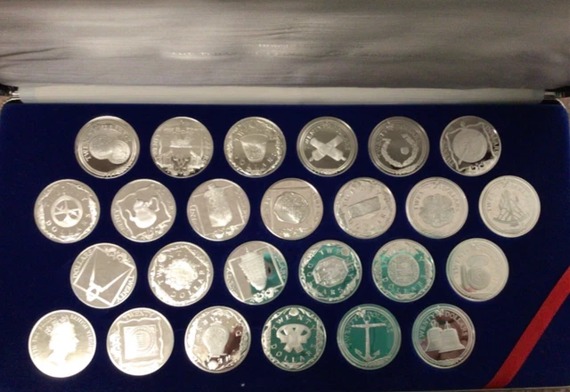 1985 Virgin Islands Treasures Of The Caribbean Sterling Silver 25 Coins Set!