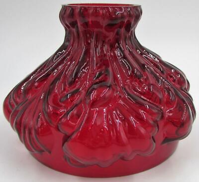 4" Ruby Red Glass Plume Motif Miniature Student GWTW Oil or Kerosene Lamp Shade