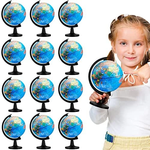 Globo mundial geográfico de 12 piezas con soporte de 4,6 pulgadas para niños