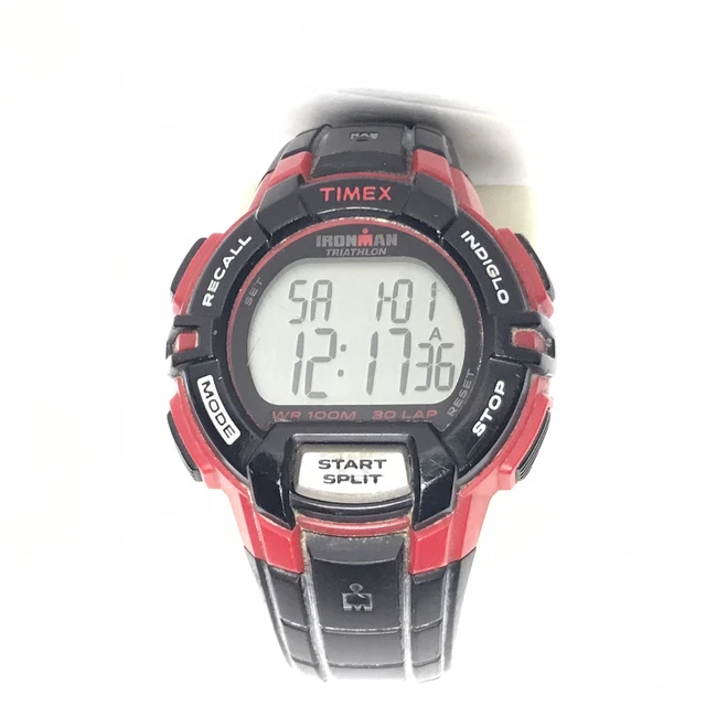 TIMEX IRONMAN TRIATHLON Digital Watch 30 Lap Indiglo Red Black New