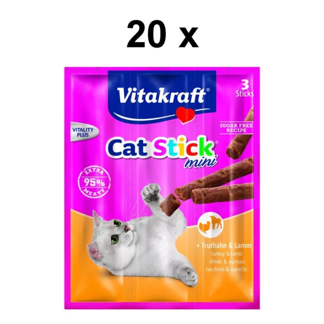 Vitakraft collation pour chat stick mini dinde et agneau - 60 x 6 g - bâtons chat