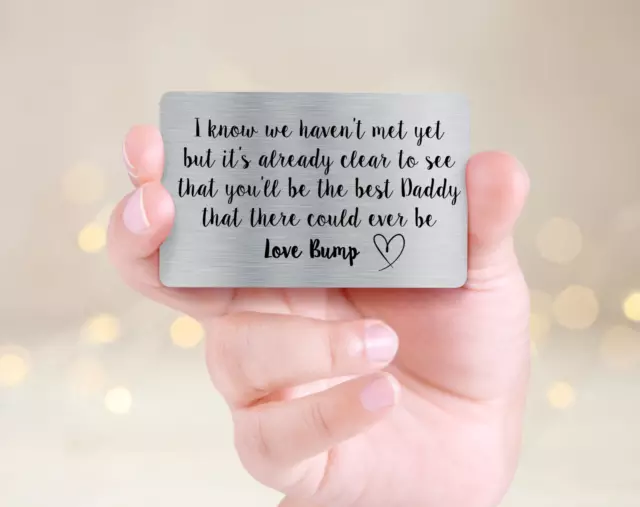 Personalised Dad, Baby From Bump, Fathers Day, Birthday Gift Metal Wallet Card