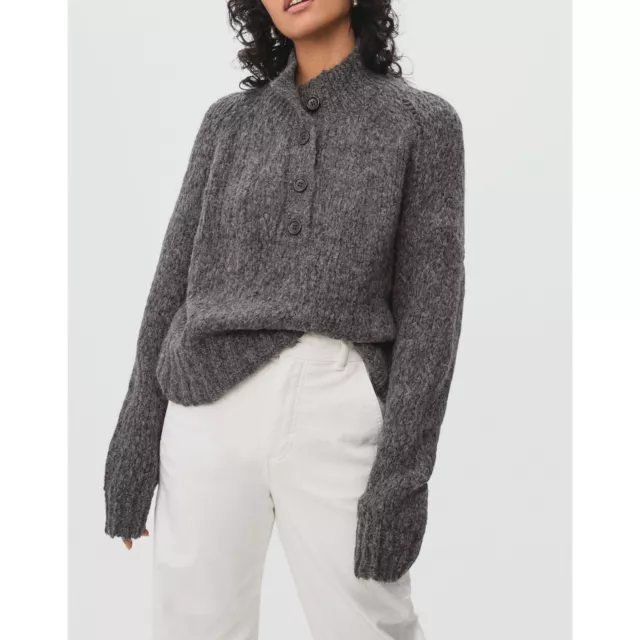 Everlane The Lofty Knit Henley Sweater Womens Small Merino Wool Alpaca Mock Neck