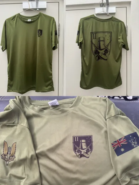 Green 2 SQN SAS PT Shirt  Special Forces ADF Army Ned Kelly Two Squadron Size XL