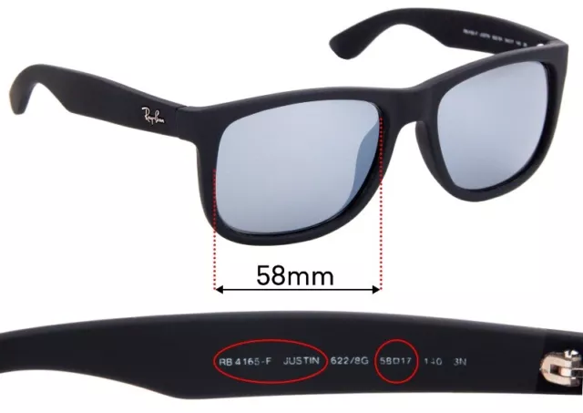 SFx Replacement Sunglass Lenses fits Ray Ban RB4165-F Justin - 58mm Wide