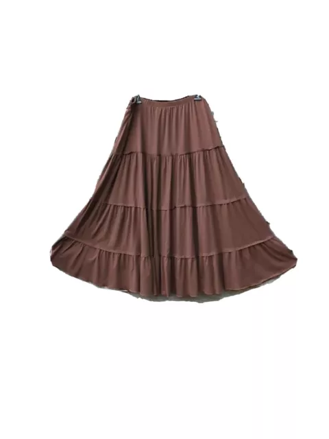 Vtg Skirt Worthington Women Stretch Brown Tiered Made USA Rockabilly Size 1X