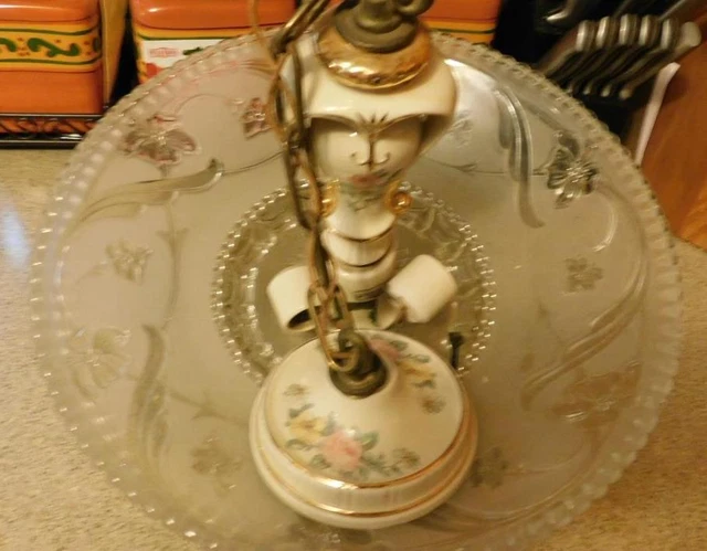 23-1241 Vin 16" Harmony House Hanging Ceiling Light Fixture Porcelain Glass Rose