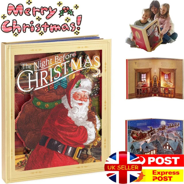 THE NIGHT BEFORE Christmas PopUp Book with Light & Sound, Santa Toy