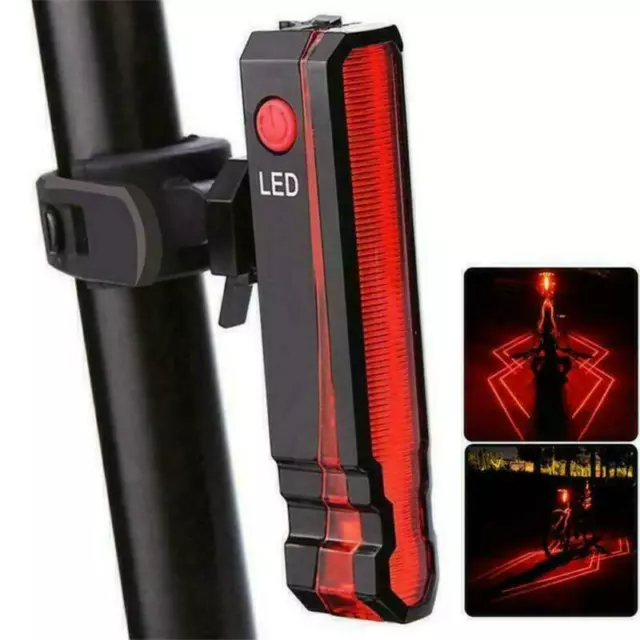 4 Laser Red LED Rear Bike Bicycle Tail Light Beam Safety Warning Red Lamp US
