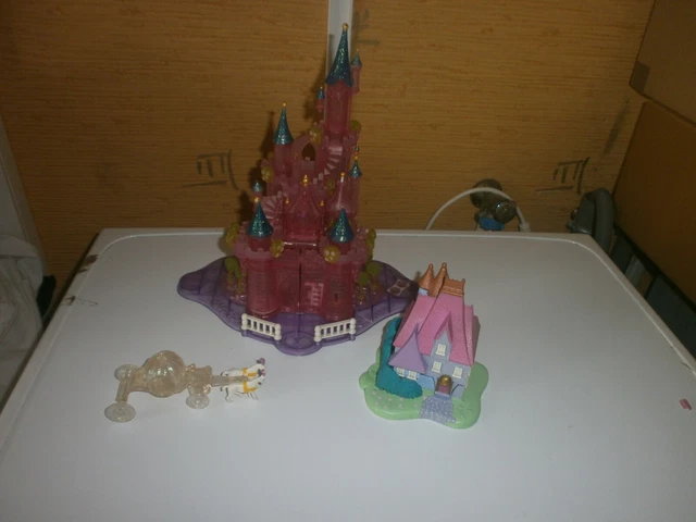 Lot POLLY POCKET CENDRILLON maison château carrosse sans figurines