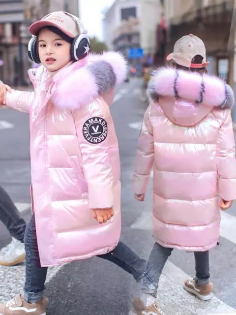 Cappotto parka invernale imbottito ragazza ragazzo pelliccia sintetica giacca con cappuccio età 8-15 scuola 3