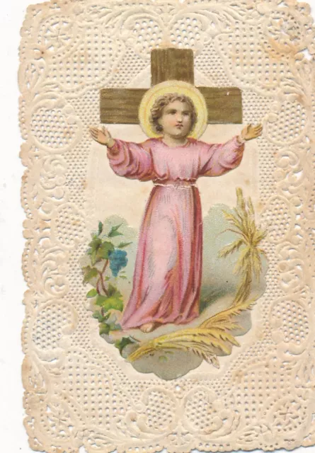 Nr.23497 Spitzen Andachtsbild holy card Litho Jesuskind
