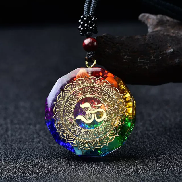 7 Chakra Stone Orgonite Healing Pendant Natural Gemstone Resin Charm Necklace