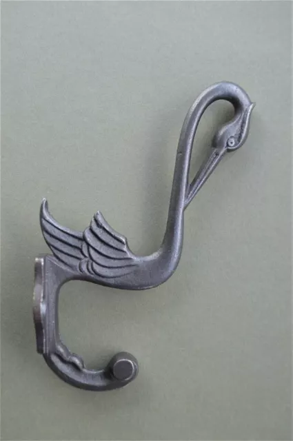 Beautiful Arts And Crafts Stork Hook Double Cast Iron Coat Bird Coathook Rack