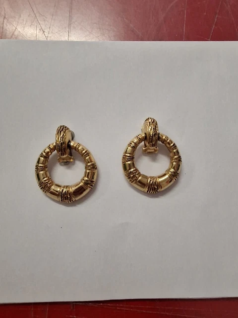 Boucles D'oreilles Arlequin Strass Vintage - Clip Doré, Noir Et Blanc, Métal émaillé