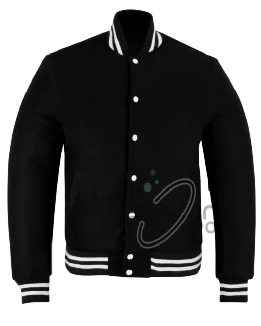 New Men Varsity Baseball Letterman Vintage Black/ White Wool Style Bomber Jacket