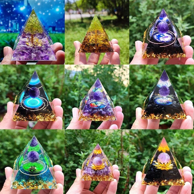 Mlysnd Piramide Energetica di Orgonite e Meditazione, Ornamento da Tavolo per Reiki 5cm/1.96 (B1