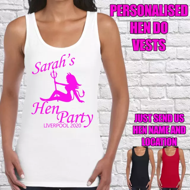 Ladies Hen Do Vest Tops Womens Hen Party Personalised Printed Vests Girls (D8)