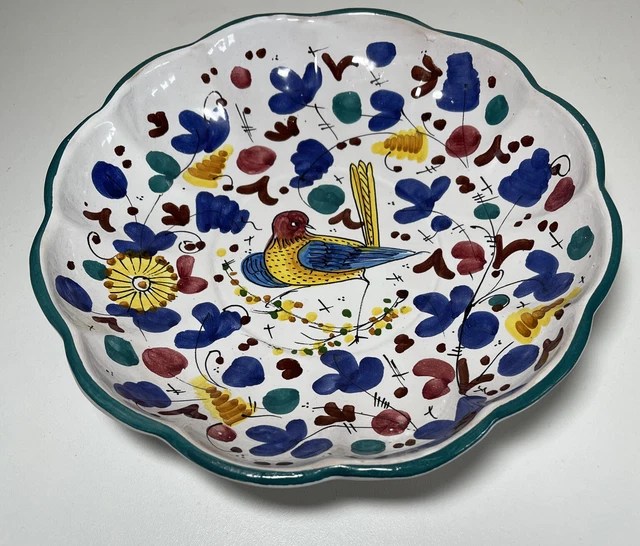 Firenze Italian Majolica Pottery Handmade Scalloped Serving Bowl Wall Hanging