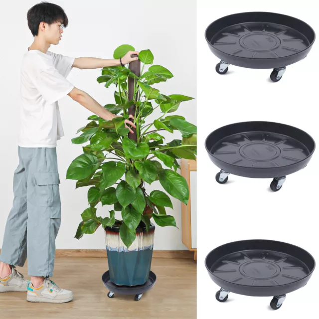 3 Pcs Plant Dolly Stand With Universal Wheels Patio Plant Pot Trolley For Home