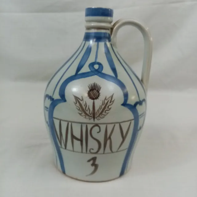 Buchan Scottish Stoneware Whiskey Flagon Jug Decanter Thistle M2/2 Blue