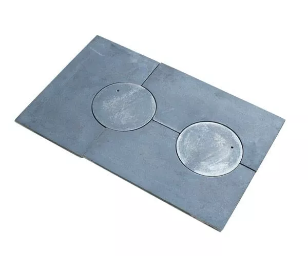 PLAQUE EN FONTE POUR CUISINIÈRE 2 TROUS NOTES CUISINE FONTE GRIS 72x46...