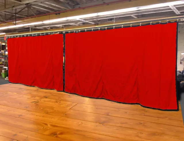 Lot of (2) Red Curtain/Stage Backdrop, Non-FR, 10 H x 15 W