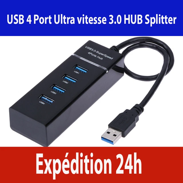 Hub USB 3.0 Multiprise, Multi 4 Ports USB Multiple Ultra Fin Avec