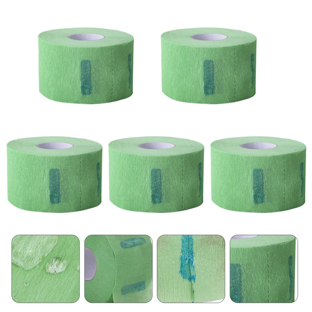 5 rollos de papel de cuello desechable peinado cuello tira de papeles verdes