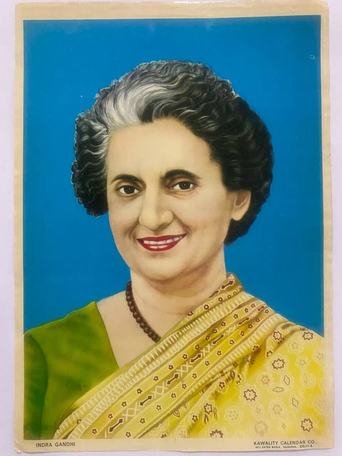 India Vintage Stampa Indira Gandhi Ritratto 25.4cm x 35.6cm (8269)