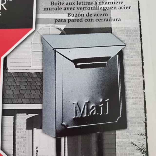 GIBRALTAR Townhouse Locking Wall Mount Black Mailbox THVK0000 Newspaper Hook 2