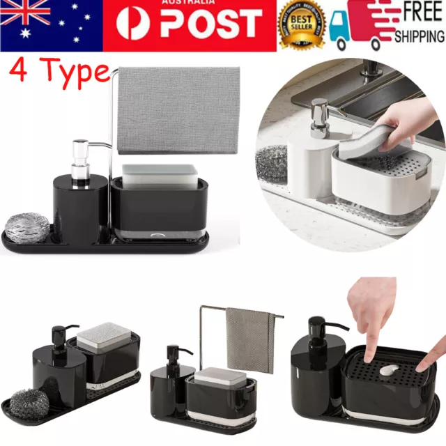 4 In 1 Set Sink Caddy Organizer Soap Dispenser Pump Holder Kitchen Bathroom Too